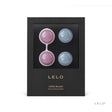 Lelo Beads Kegel Exerciser Set Weighted Balls in a stylish black packaging, featuring pink and blue weighted balls.