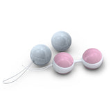 Lelo Luna Beads Mini Kegel Exerciser Set featuring pink and grey modular beads for pelvic-floor fitness.