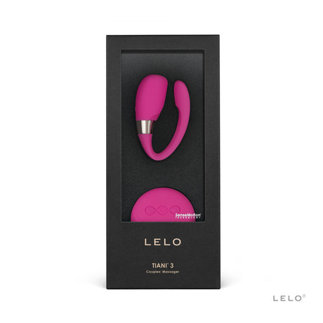 LELO Tiani 3 Cerise Remote Couples Vibrator in packaging, designed for shared pleasure during intimacy.