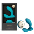 LELO Hugo Ocean Blue Remote Prostate Massager in packaging displaying dual-motor design for ultimate pleasure.