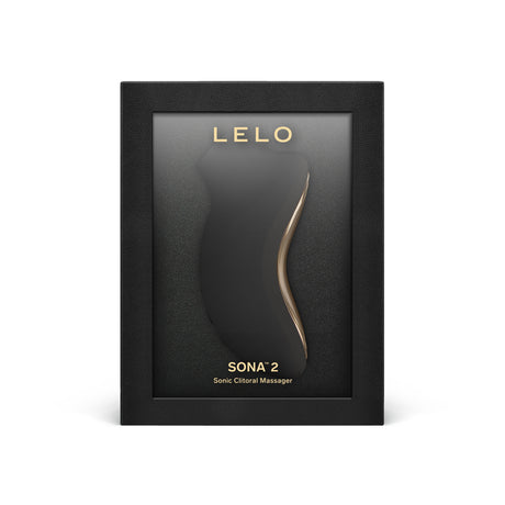 Lelo Sona 2 Sonic Clitoral Massager Black displayed in elegant packaging.