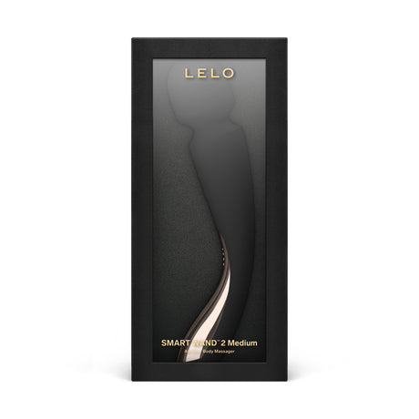 Lelo Smart Wand 2 Medium Wand Massager Black in elegant packaging for luxurious full-body relaxation.