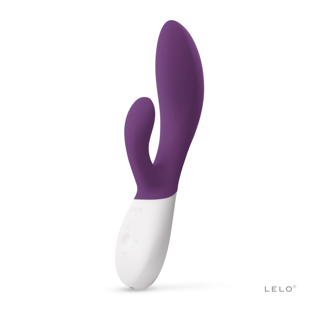 Lelo Ina Wave 2 Rabbit Vibrator Plum showcasing its sleek purple silicone design for dual stimulation.
