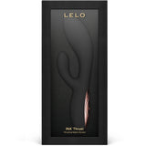 Lelo Ina Thrust Thrusting Rabbit Vibrator Black displayed in elegant packaging with sleek design.