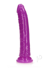 RealRock Glow in the Dark Dildo Suction Cup 9 inch Purple with a lifelike profile and sturdy suction base.