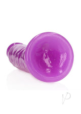 RealRock Glow in the Dark Dildo Suction Cup 9 inch Purple with strong suction base and lifelike design.