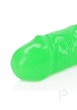 RealRock Double Dong Glow in the Dark Dildo 15 inch Green, smooth and glossy green surface detail.