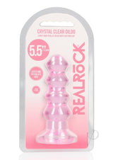 RealRock Curvy Dildo or Butt Plug 5.5 inch Pink packaging featuring a clear, flexible design with suction cup.
