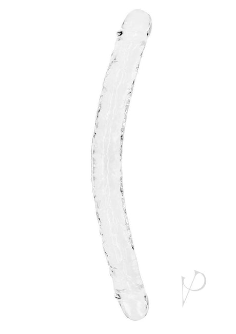 RealRock Crystal Clear Double Dong 18 inch Clear - see-through, double-ended dildo for versatile pleasure.