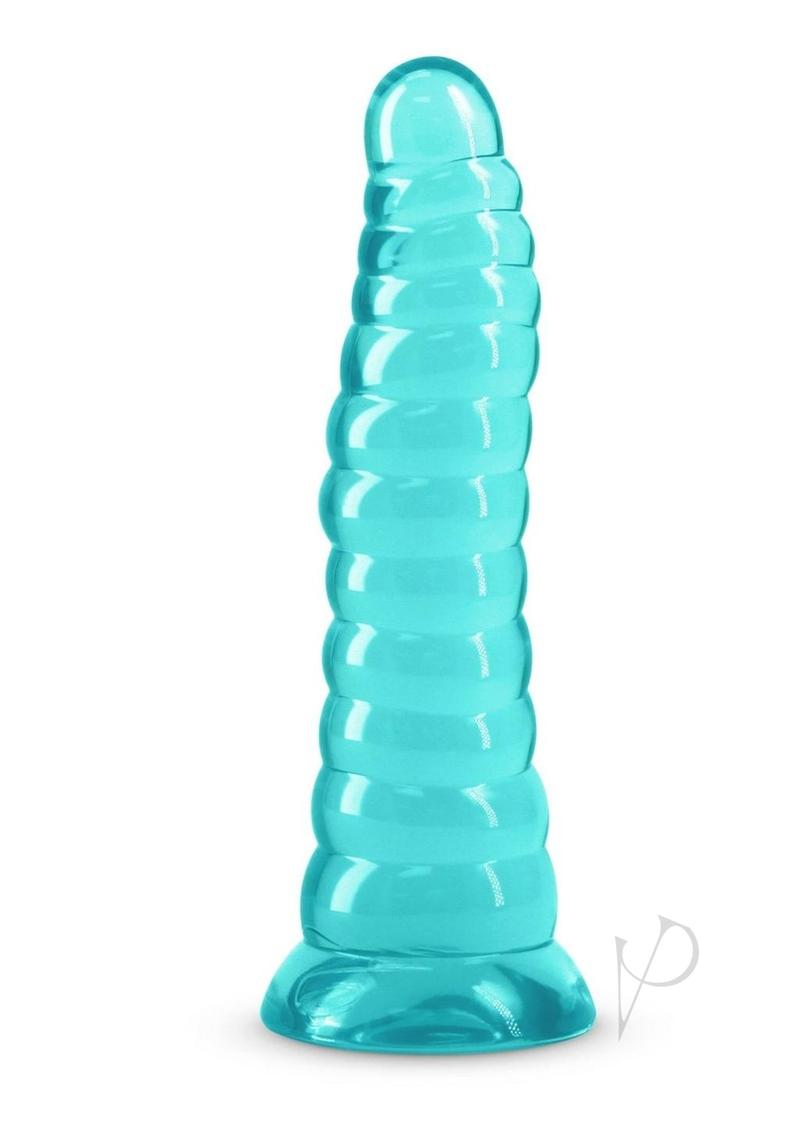 Fantasia Nymph 7 Inch Non-Phallic Dildo Teal with a sculpted, twisted design and smooth finish in bold teal color.