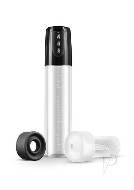 Enlarge Atlas Battery Operated Penis Pump with acrylic tube and attachments for enhanced pleasure and adjustable intensity.