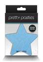 Pretty Pasties Star II Nipple Covers Multicolor pack with blue star-shaped nipple covers.