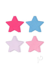 Pretty Pasties Star II Nipple Covers Multicolor in pink, blue, lavender, and light pink star shapes.