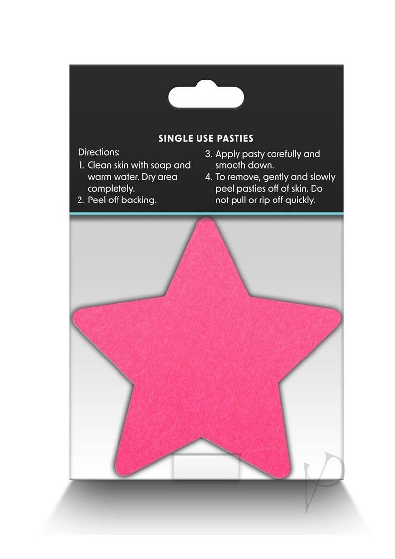 Pretty Pasties Star II Nipple Covers Multicolor in pink star shape packaging with instructions for use.