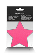 Pretty Pasties Star II Nipple Covers Multicolor in pink star shape packaging with instructions for use.