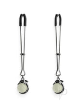 Bound Nipple Clamps G1 Iron Glow in the Dark Gray with unique designs, adjustable clamps for sensation play.