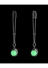 Bound Nipple Clamps G1 Iron Glow in the Dark Gray featuring glowing balls and adjustable metal clamps.