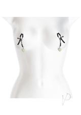Bound Nipple Clamps G3 Iron Glow in the Dark Gray on a mannequin, showcasing the unique design and glow feature.