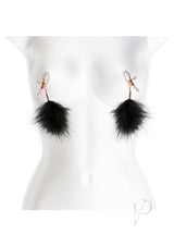 Bound Nipple Clamps F1 Rose Gold and Black on a mannequin showcasing elegant nipple play accessories.