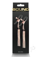 Bound Nipple Clamps D2 Rose Gold packaging featuring adjustable clamps with rose gold finish and tassels.
