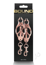Bound Nipple Clamps C3 Rose Gold displayed in packaging for erotic sensation play.