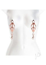 Bound Nipple Clamps C3 Rose Gold displayed on a mannequin, showcasing elegant design and sensual functionality.