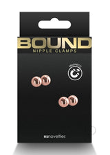 Bound Nipple Clamps M1 Rose Gold packaging with magnetic features displayed.