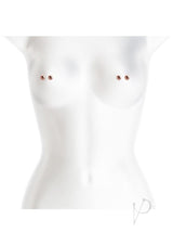 Bound Nipple Clamps M1 Rose Gold displayed on a mannequin, showcasing their elegant design and functionality.