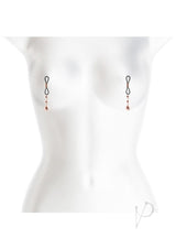 Bound Nipple Clamps D1 Rose Gold displayed on a mannequin, showcasing elegant design and adjustable pressure features.