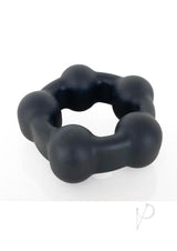 Vers Liquid Silicone Cock Ring Steel Motion Balls Black design for enhanced support and stimulation.