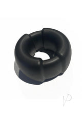 Vers Liquid Silicone Ball Stretcher Weighted Steel Black in soft black silicone for comfort and support.
