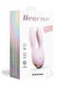 Hear Me Baby Silicone Clitoral Stimulator Baby Pink packaging featuring design and features, promoting pleasure and satisfaction.