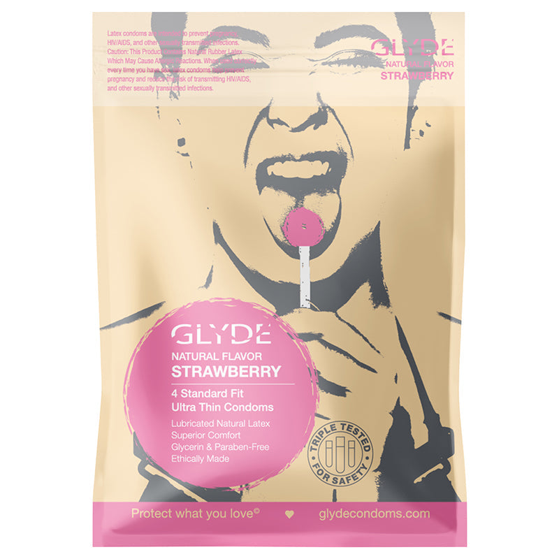 Glyde  Natural Flavor Condom Strawberry 4 pack