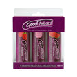 GoodHead Warming Head Oral Delight Gel 3 Pack featuring strawberry, cotton candy, and watermelon flavors.