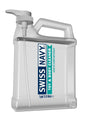 Swiss Navy Toy & Body Cleaner 1 Gallon packaging, featuring a pump for easy dispensing and a clear design.