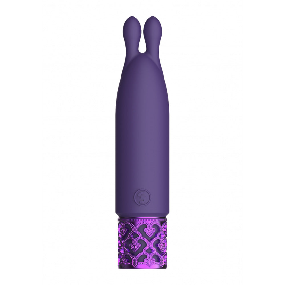 Royal Gems Twinkle Rechargeable Silicone Bullet Purple with elegant design and silky-smooth silicone exterior.