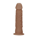Realrock Dong Without Testicles 10 inches Tan, lifelike dildo with pronounced head and smooth surface.