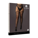 Le Desir Suspender Leopard Pantyhose Black Queen Size packaging displaying bold leopard print design.