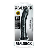 RealRock 7 inch Curved Realistic Suction Cup Dildo Black in packaging showcasing premium design and features.