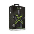 Ouch Cross Harness Glow In The Dark L XL packaging showcasing the bold bondage-inspired design and fluorescent details.