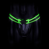 Ouch Buckle Jock Strap Glow In The Dark L XL showcasing fluorescent green detailing for a bold intimate look.