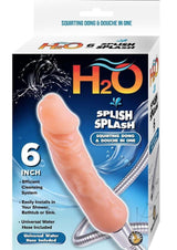 H2O Splish Splash Squirting Dong Douche 6 inch Vanilla packaging featuring a lifelike nozzle for cleansing.