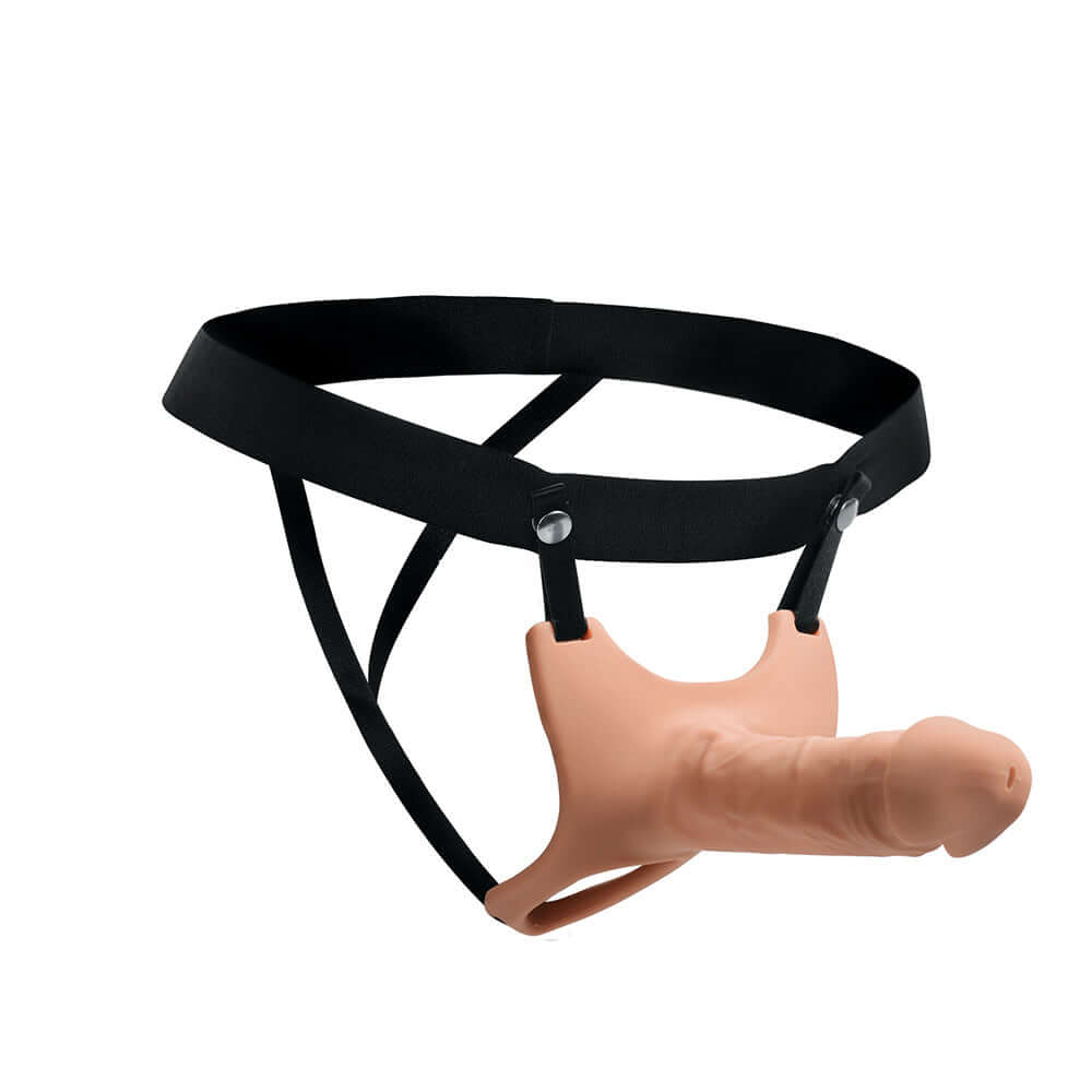 Size Matters Hollow Silicone Dildo Strap-On Beige