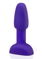 B-Vibe Rimming Petite Remote Control Anal Plug Purple on display, showcasing its compact design and vibrant color.