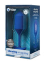 B-Vibe Vibrating Snug Plug 4 Silicone Anal Plug Navy packaging showcasing features and design.