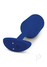 B-Vibe Vibrating Snug Plug 4 Silicone Anal Plug Navy with flexible neck and ergonomic design.