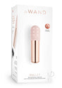 Le Wand Bullet Silicone Sleeve Vibrator Rose Gold packaging featuring a rechargeable vibrator with silicone sleeve.