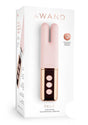 Le Wand Deux Silicone Clitoral Vibrator Rose Gold packaging showcasing elegant design and user-friendly controls.