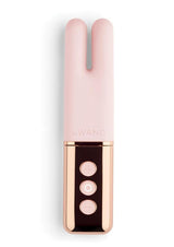 Le Wand Deux Silicone Clitoral Vibrator Rose Gold displayed with sleek design and easy-to-use controls.