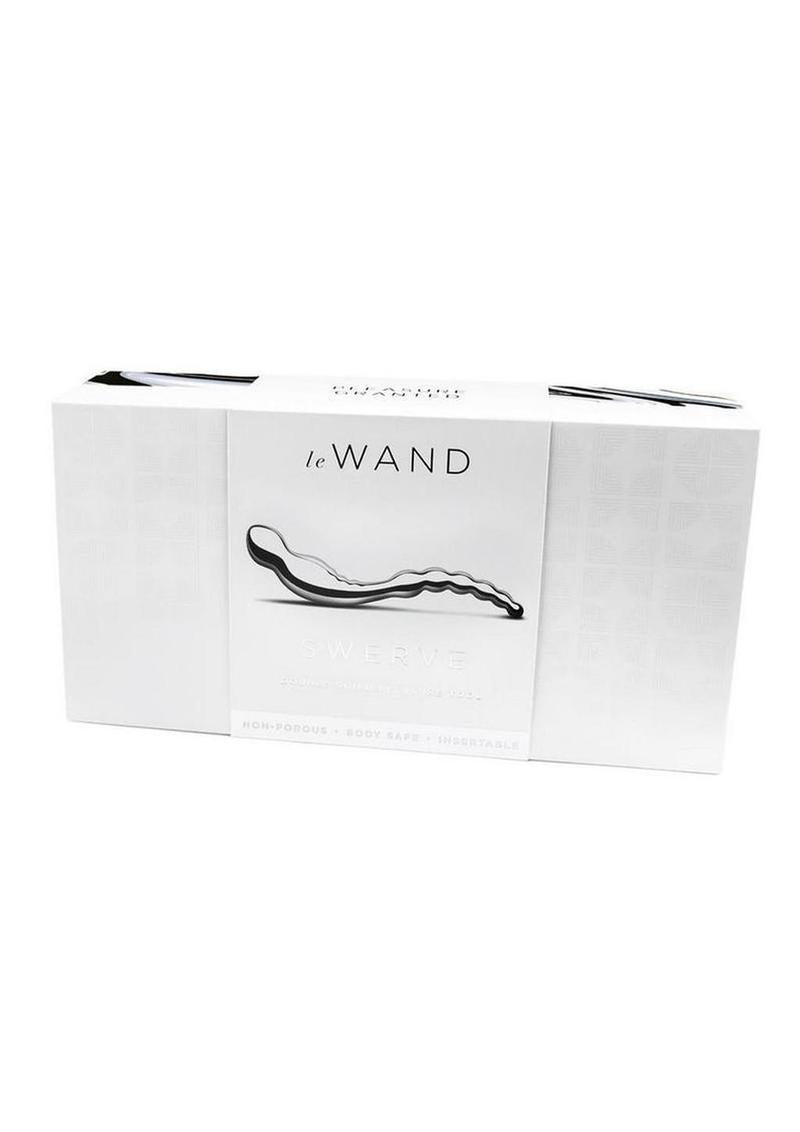 Le Wand Swerve Dual End Probe Stainless Steel packaging showcasing its elegant design and features.
